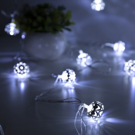 Garland “thread” 4 m with nozzles “ball with ornament”, IP20, transparent thread, 20 LED, white glow, 8 modes, 220 V-3