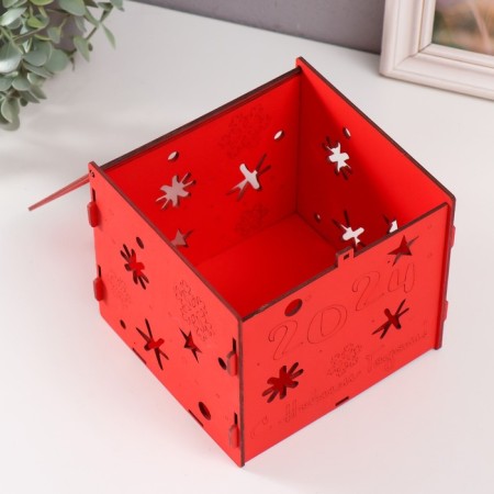 Casket-Cub "Snowflake" red 15.5x15x14 cm (set of 6 parts)-1