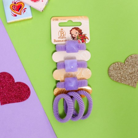 Hair gum "Tenderness" (set 6 pcs) Geometry, 2 cm, lilac