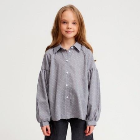 Рубашка детская MINAKU: Cotton collection цвет серый, рост 134