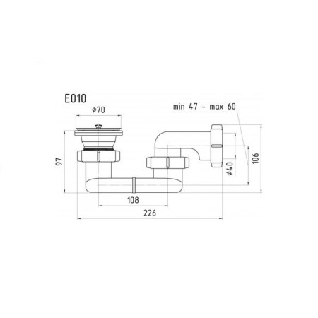 Siphon for the shower pallet "Ani Plast" E010, 1 1/2 ", flat-1