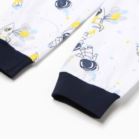 Pajamas for a boy (longshit/pants), white color/astronauts, height 104 cm-4