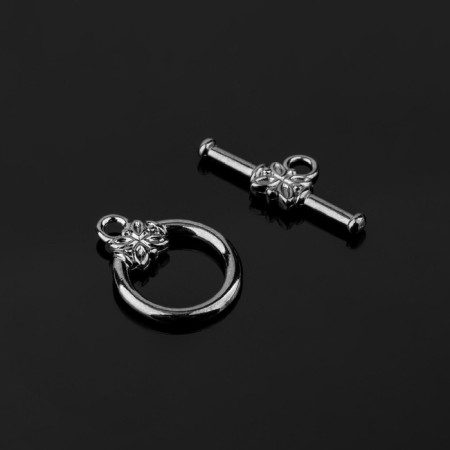 Castle-Toggl “Flower”, 1.6 × 1.4 cm (in 1 set 2 pcs.), Black color