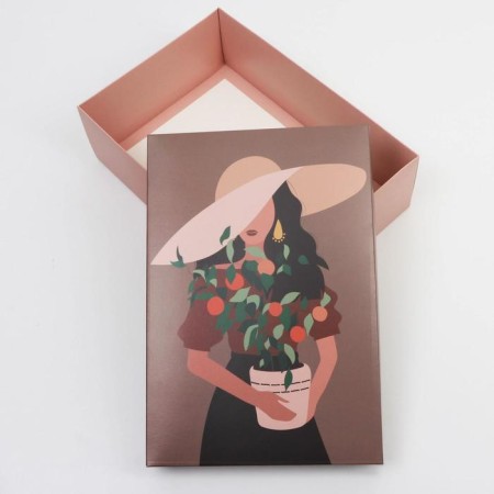 Gift folding box, packaging, “Girl with flowers”, 30 x 20 x 9 cm-2