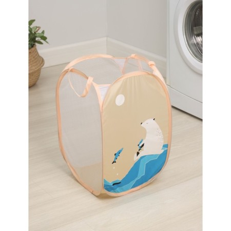 Basket-grid of the Dilan "Northern Bear", folding, 32 × 32 × 52 cm, beige color-1