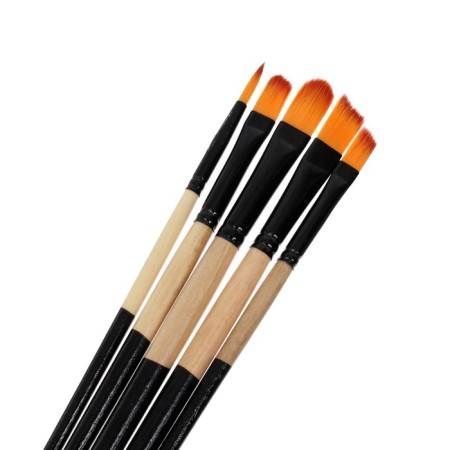 Set of brushes nylon 5 pieces: 1 round, 4 flat-1