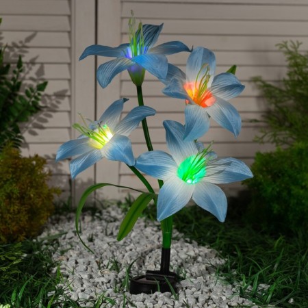 Sadovy lamp on the sunny battery "Blue Lily", 80 cm, 4 LED, glow of multi (RGB)-1