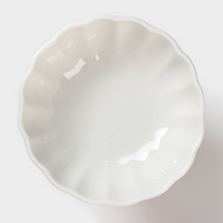 Ceramic crem, 2 items: Kremanka d = 10 cm, fork h = 13 cm, white color-1