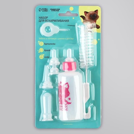 Set for feeding "fluffy happiness" for kittens, a bottle of 60 ml, brush, nipples-13