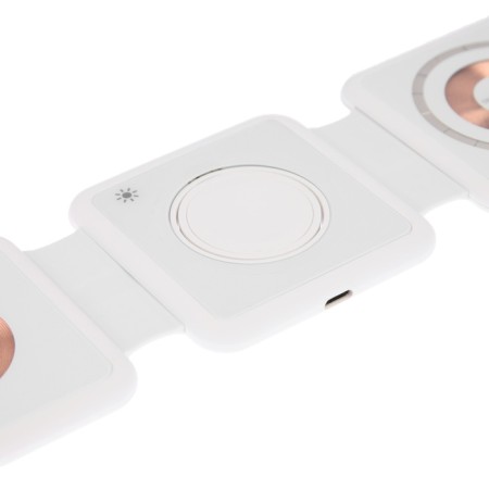 Wireless charging 3 in 1 h39, 15 W, backlight, support magsafe, folding, glass, white-9