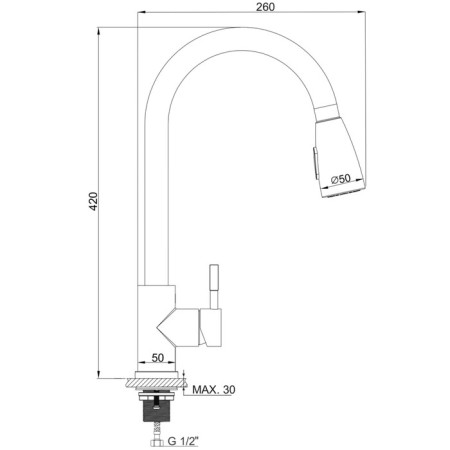 Kitchen mixer "RMS" SUS124-017F-2, with exhaust watering can, stainless steel, satin-4