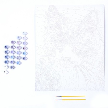 Picture on numbers on cardboard 40 × 50 cm "Cat and cornflower"-3