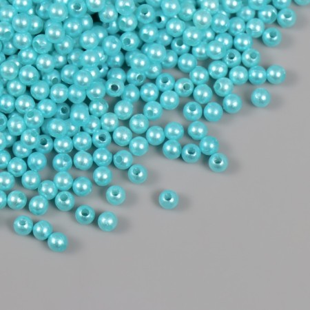 Set of beads "pearls" d 4 mm, 250 gr, blue turquoise-1
