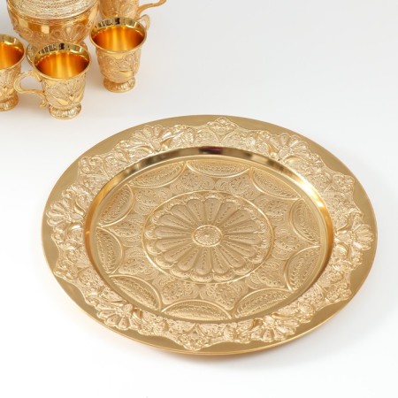 Set of wine jug, 6 glasses and tray "Istanbul. Medallion and patterns" Gold-6