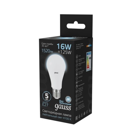 LED LED BLACK 16W A60 4100K Neutr. Bel. E27 1520lm Gauss 102502216-2