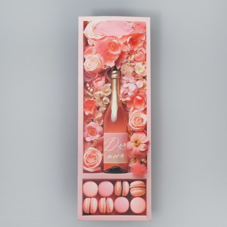 Gift package for a bottle, packaging, “pink mood”, 9 x 25 x 8.9 cm-3