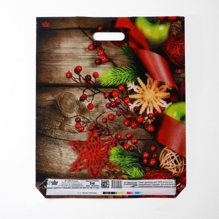 Package "Winter Kalina", polyethylene with a cut pen, 45 x 38 cm, 60 μm-1