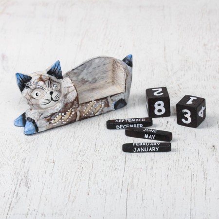 Wooden calendar "cat" 13x4x6.5 cm-2