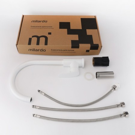 MILARDO RORA RORWTFJM05 kitchen mixer, pour 203 mm, filtered water valve, white matte-5