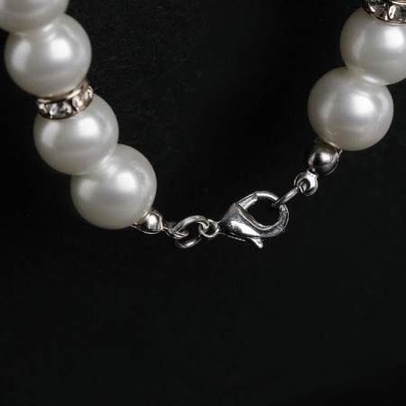 Pearl beads "Bride" ball No. 10, white color with rhinestones, l = 40 cm-6