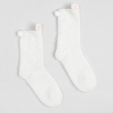 Tensor socks minku with ears, white color, size 36-39 (23-25 ​​cm)