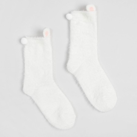 Tensor socks minku with ears, white color, size 36-39 (23-25 ​​cm)