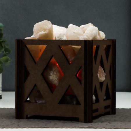 Salt lamp "Basket b rhombus" E14 15W 1.8 kg Dimmer 14x14x18 cm-12