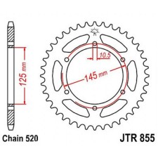 The rear star, driven, JTR855 for a steel motorcycle, chain 520, 45 teeth