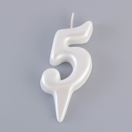 Candle for Cake "Oval" Figure "5", large, pearl, 5.5 cm-2