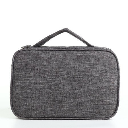 Cosmetic bag, 3 parts on zippers, gray color-1
