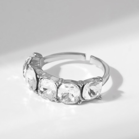 Ring "Jewel" soft squares, white color in silver, dimensionless-2