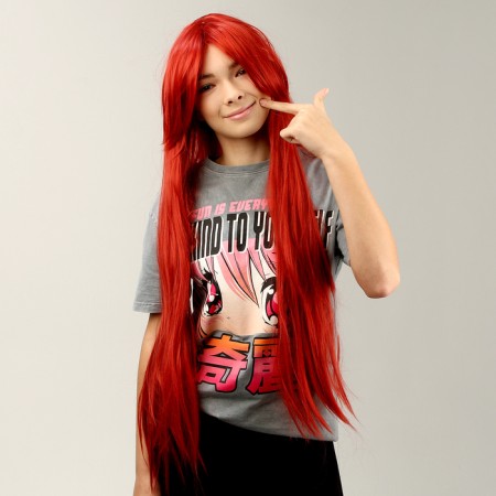 Carnival wig "anime" color red, long-1