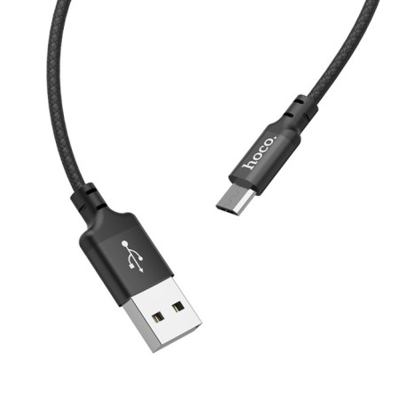 Hoco X14 cable, micro USB - USB, 2 A, 2 m, fast charging, nylon braid, black-3
