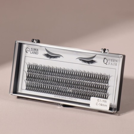 A set of overhead eyelashes "Lastochkin tail", bundles, 14 mm, thickness 0.1 mm, bend C, 12 D-2