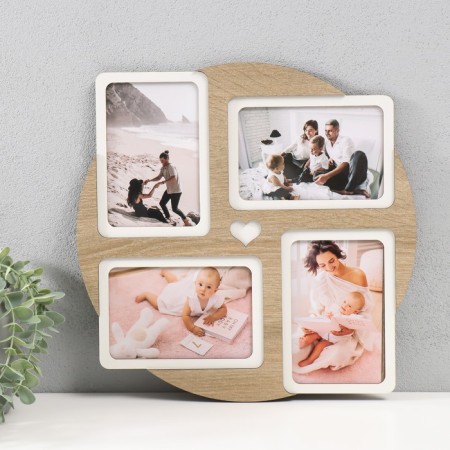 Photo frame LHDF "Circle" 33x33 in 4 photos 10x15 cm, col. oak/white (plastic screen)
