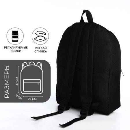 A backpack with a zipper, an outer pocket, black color "anime"-7