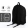 A backpack with a zipper, an outer pocket, black color "anime"