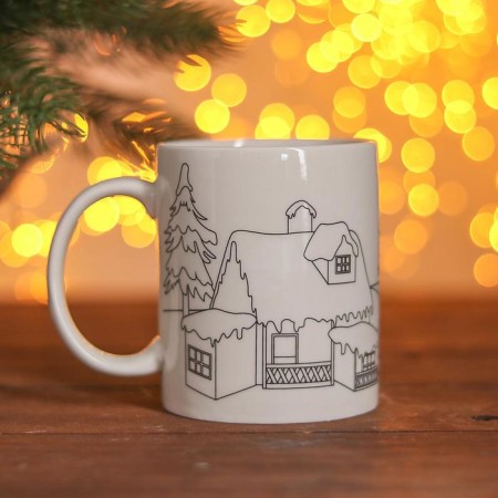 Set of mug for coloring "Snowman" 250 ml, paint 6 cv 2 ml, brush-2