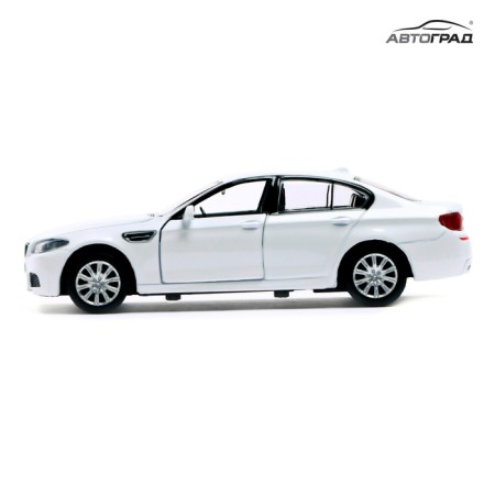 Metal machine BMW M5, 1:32, doors, inertia, white color open-5