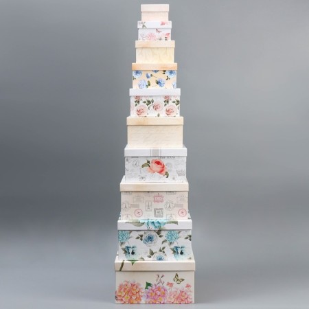 Set of boxes 10 in 1, gift packaging, “Shebbi”, 10.2 x 10.2 x 6–28.2 x 28.2 x 15 cm 15 cm-17