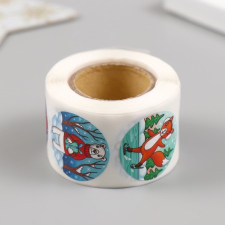 New Year Stick Paper "Beast - Winter Holidays" d = 2.5 cm 252 pcs in roll-2