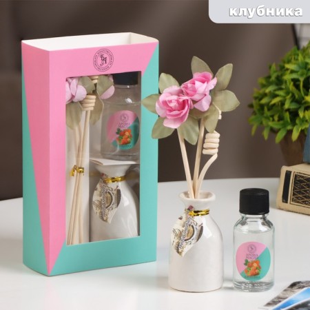 Gift set with a diffuser "Vase with a flower" strawberries, "wealth of aroma"-4