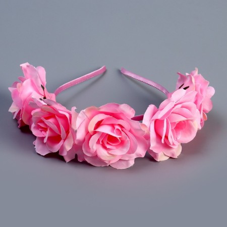 Carnival set "Beautiful graduate", 2 items: pink tape + pin, rim with flowers-5