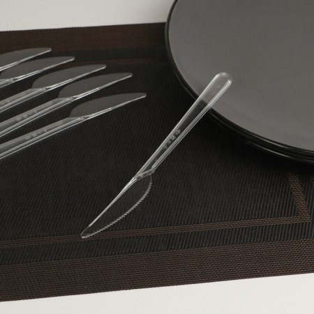 Plastic disposable knife "premium", 18 cm, transparent color, set of 6 pcs/pc.-2