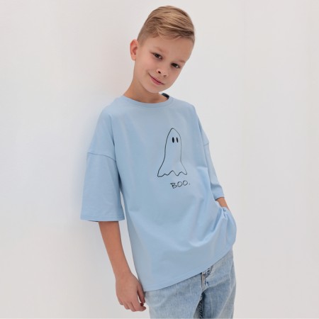 Children's Minaku T -shirt: Exclusive Print, Blue color, height 134 cm-2