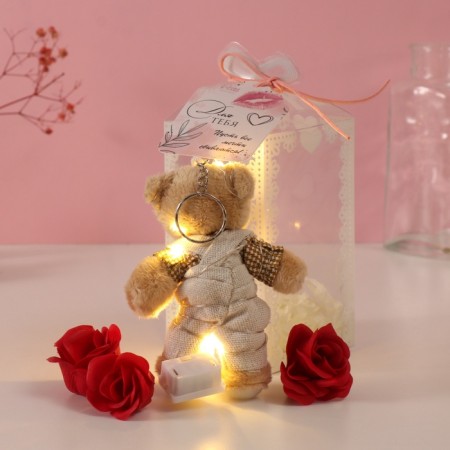 Set gift "Bear in overalls" soap red roses 5 pcs, dew 7x7x12 cm-2