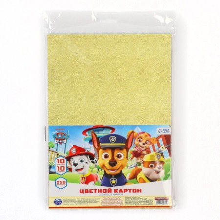 Cardboard color with sparkles, A4, 10 sheets, 10 colors, non -unilateral, in a package, 250 g/m², puppy patrol-5