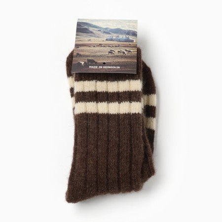 Male socks from Mongolian wool, chocolate color, size 43-45-2
