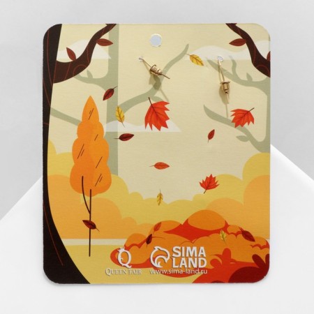 Acrylic earrings "leaves" maple, orange color in gold-4