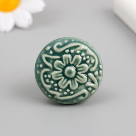 Handle for the casket ceramics, metal "flower" green 3.4x3.4x3.4 cm